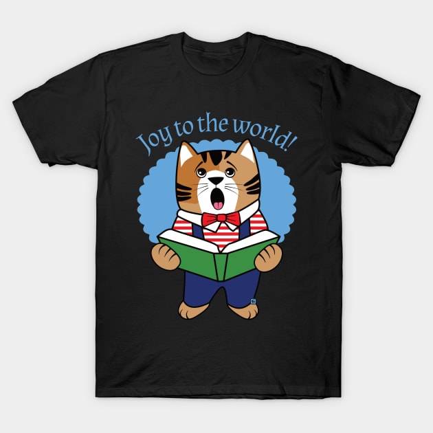 Christmas Joy to the World Cat T-Shirt by Sue Cervenka